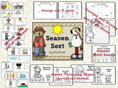 Four Seasons learning activities for Kindergarten and First Grade #seasons #sorting #kindergarten #1stgrade
