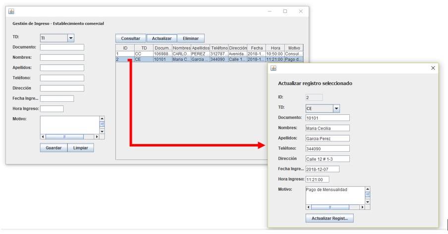 CRUD en Java Actualizar registros