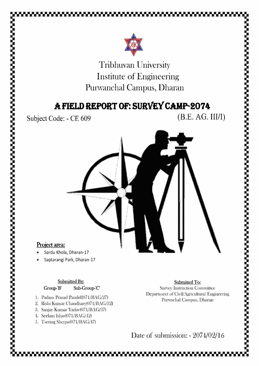 complete report on survey camping with map and data sheet layout for civil agricultural engineering iii i ioe tu complete report on survey camping with map and data sheet layout for civil agricultural engineering iii i ioe tu