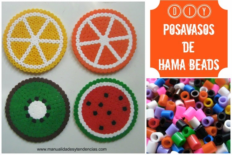 Posavasos hechos con pyssla de Ikea o hama beads