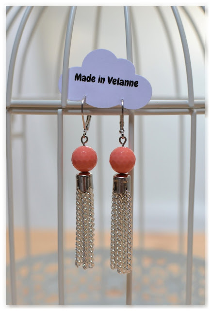 boucles d'oreilles made in Velanne corail et argentées