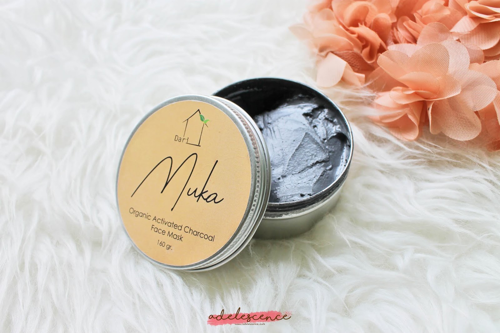 Download Review Skincare Dari Rumah Muka Organic Activated Charcoal Face Mask A D E L E S C E N C E PSD Mockup Templates
