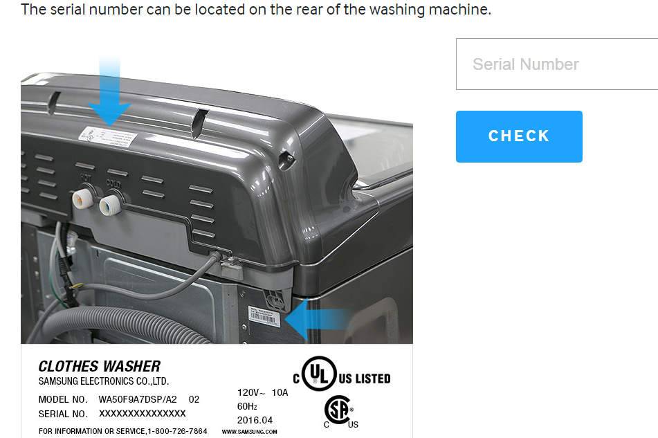 Samsung washing machine serial number