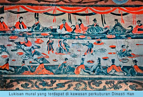 Lukisan mural yang terdapat di kawasan perkuburan Dinasti Han China