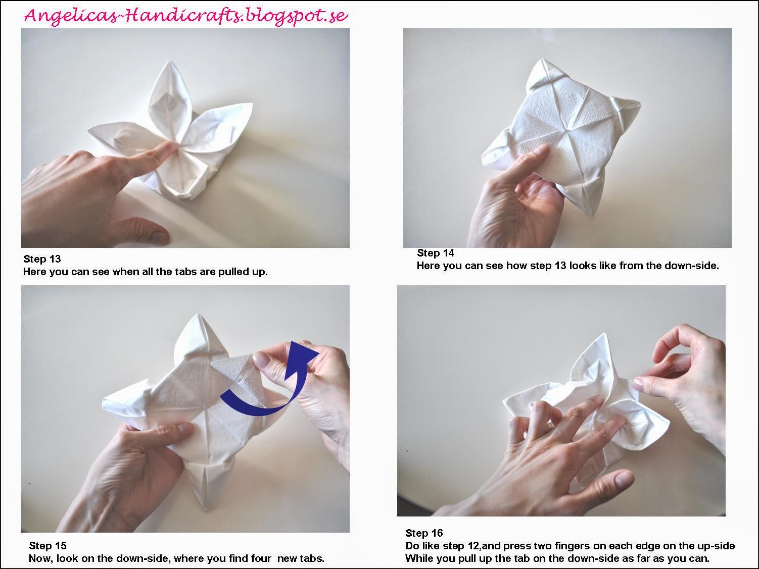 Angelica's Handicrafts Water Lily napkin folding tutorial