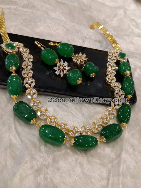 Diamonds and Emerald Beads Two Layer Set Diamonds and Emerald Beads Two Layer Set