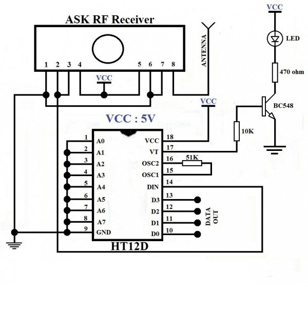 433MHZ RF Transmitter and Receiver Circuit Diagram ~ Technical Place