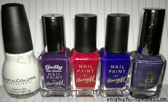 Five of Ten sinful-colors-snow-me-white-barry-m-plum-raspberry-indigo-a-england-lady-of-the-lake