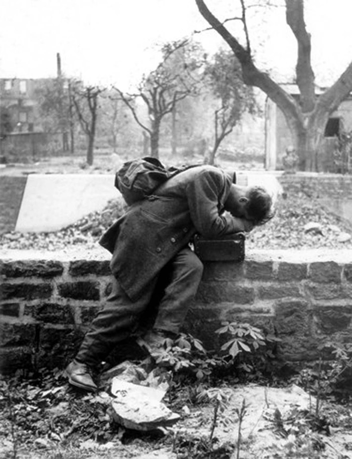 A German soldier returns home to Frankfurt am Main after the end of the War, 1946.