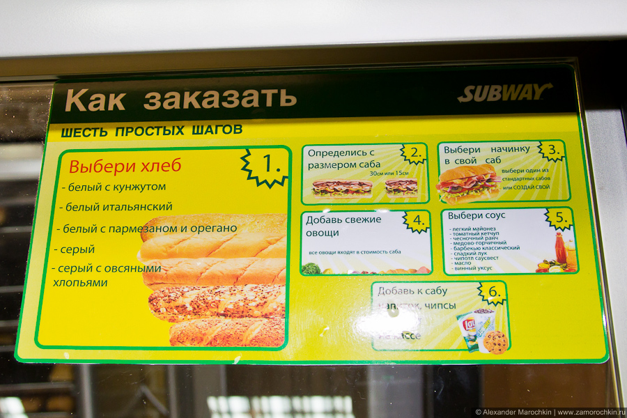 Памятка Как сделать заказ в Subway