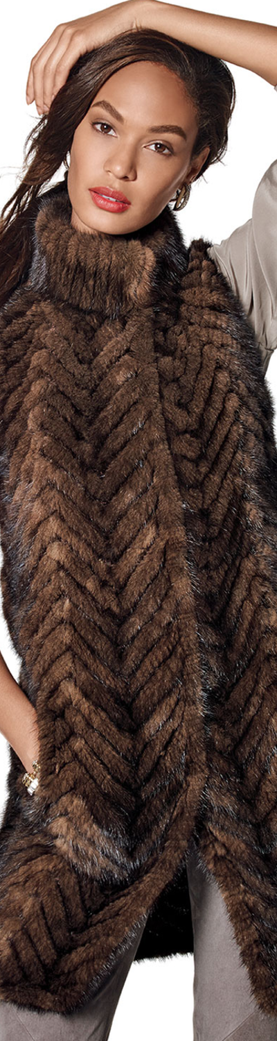 Belle Fare Herringbone Mink Fur Vest