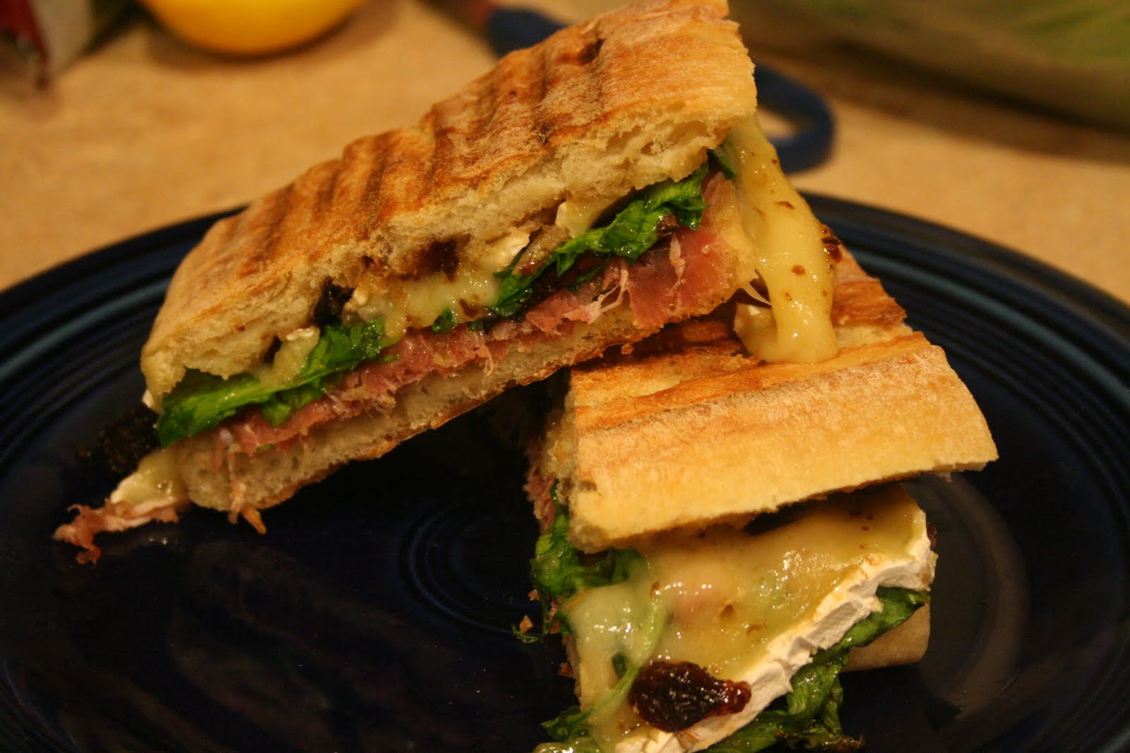 Cooking Claire Brie, Prosciutto, and Fig Jam Panini