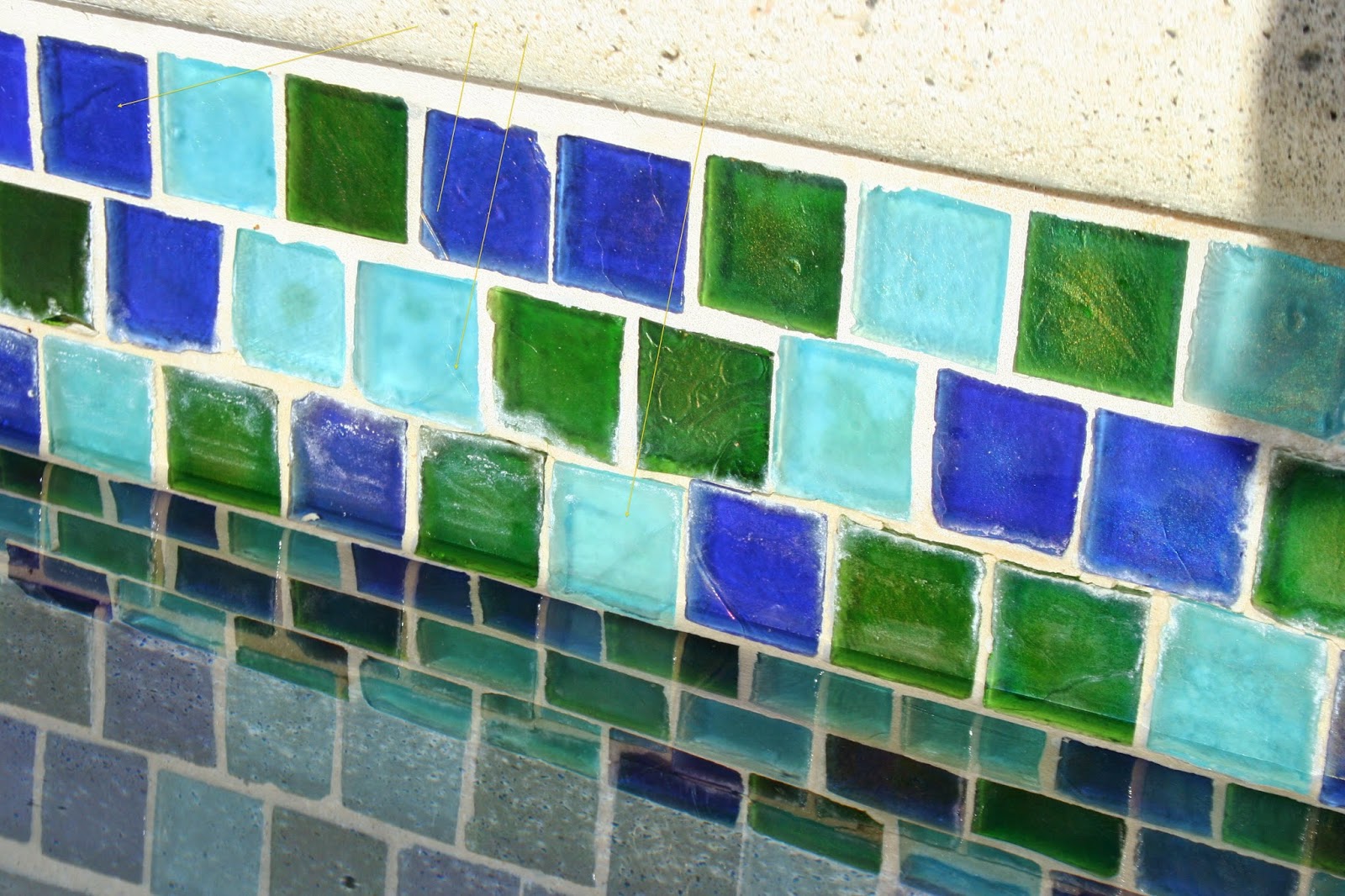 Watershapes, Water Shapes Random Cracking Glass Tile Mosaics Swimming Pool