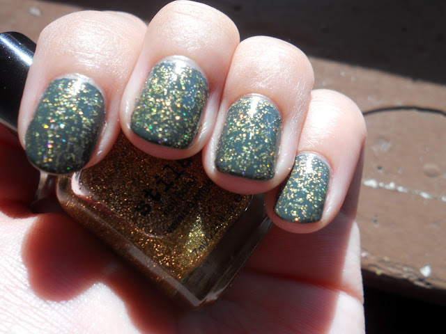 The Nail Polish Rehab Candidate: Green with Gold Glitter