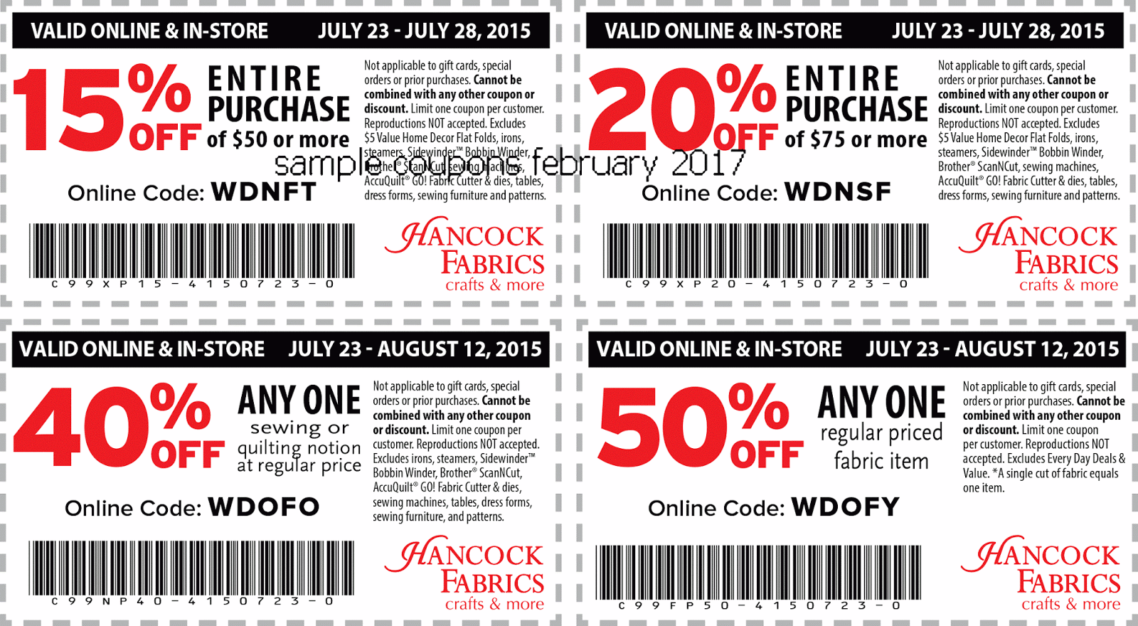 Hancock fabrics online coupons 2018