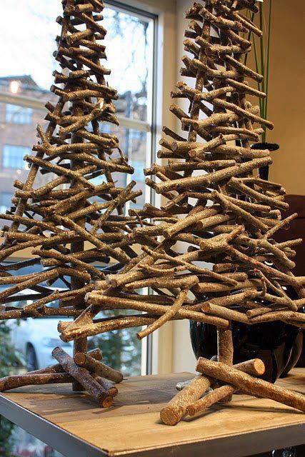árbol de Navidad original con madera