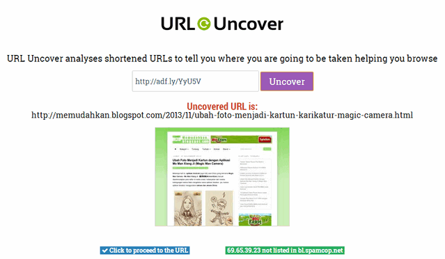 Mengetahui Link Asli dari Short URL dengan URL Uncover Pro