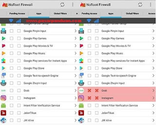 pengaturan menu apps noroot firewall