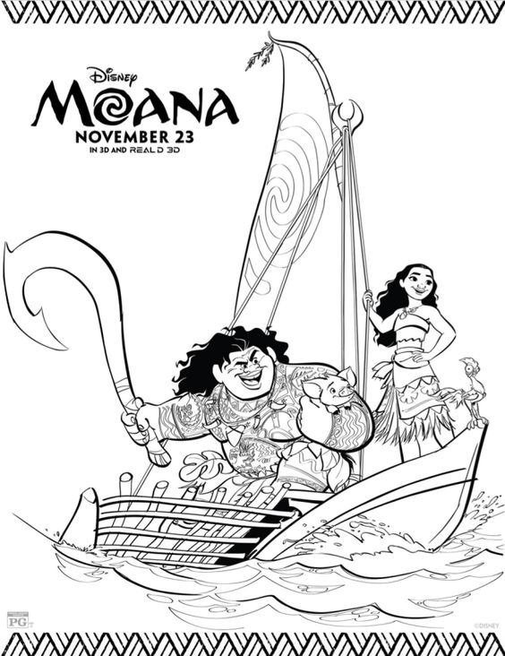 Tranh tô màu hình trình của Moana 3