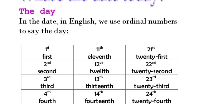 Days of the week – after, before, cardinal numbers – Headline English