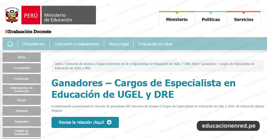 MINEDU publicó Lista de Ganadores a Cargos de Especialista en Educación de UGEL y DRE (29 Noviembre) www.minedu.gob.pe MINEDU publicó Lista de Ganadores a Cargos de Especialista en Educación de UGEL y DRE (29 Noviembre) www.minedu.gob.pe