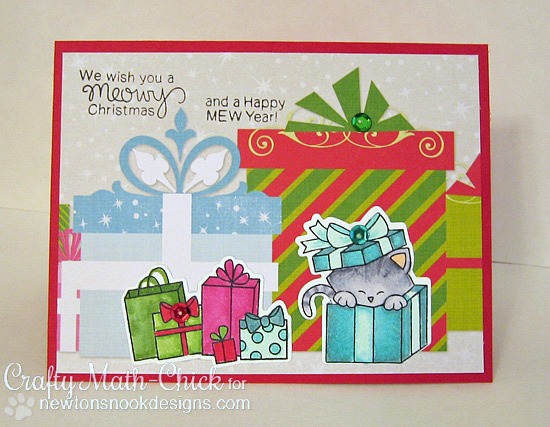 Christmas Cat Card by Crafty Math-Chick | Newton's Christmas Cuddles Stamp & Die set by Newton's Nook Designs #newtonsnook