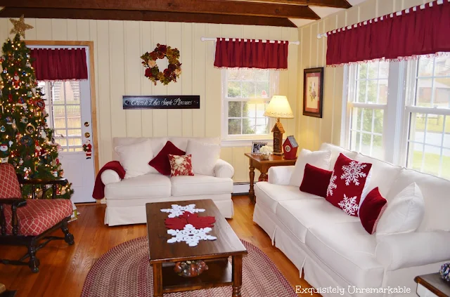 Red and White Christmas Living Room