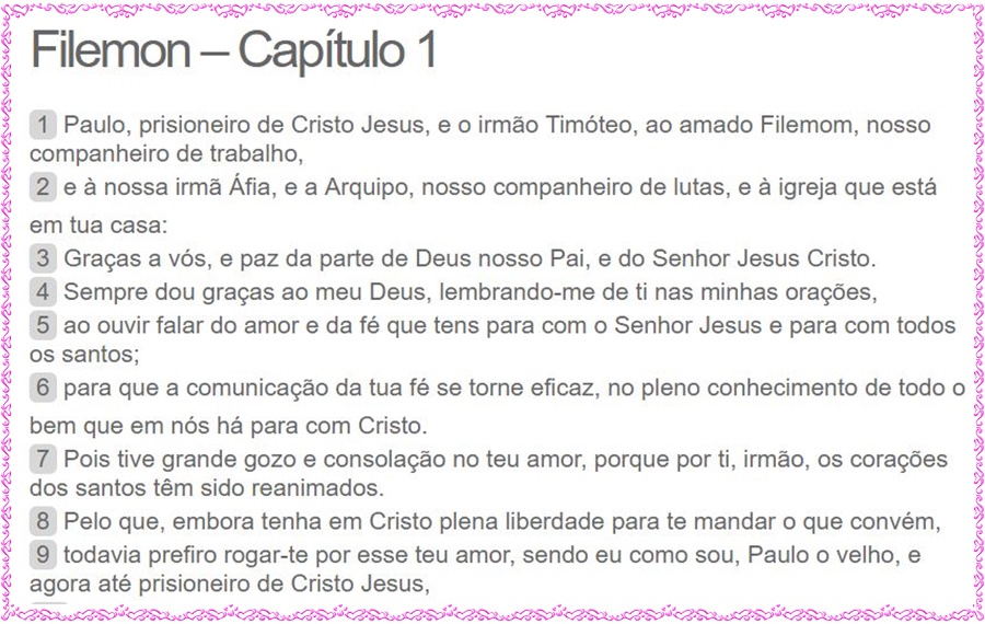 CARTA DE PAULO A FILEMOM A ORDEM NATURAL DAS COISAS