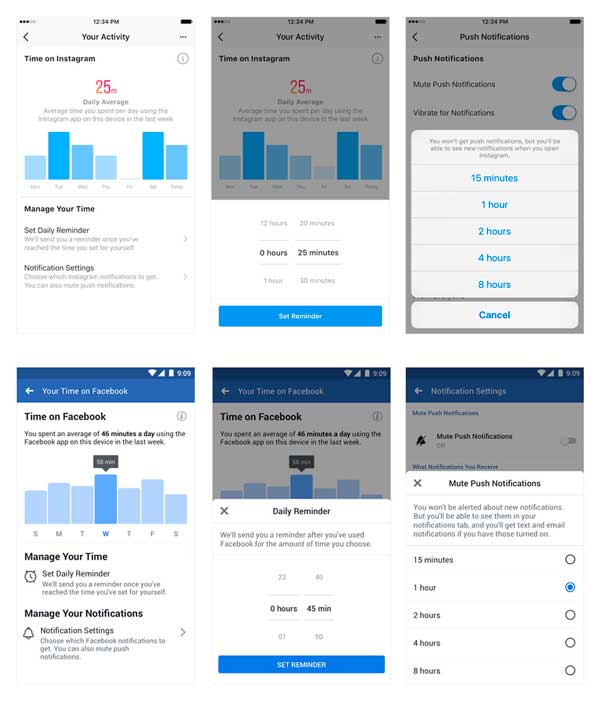 Administrar tiempo en Facebook e Instagram Administrar tiempo en Facebook e Instagram