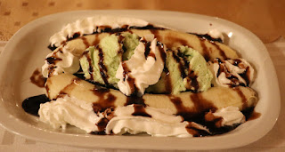 Dessert made up for it; banana split Dessert made up for it; banana split