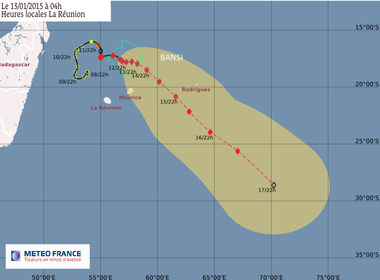 Cyclone tropical très intense Bansi: le point à 7h00 