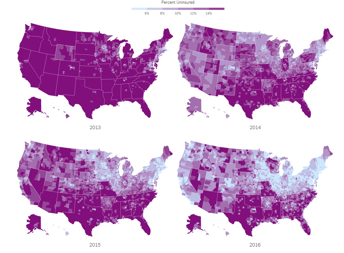 The share of people without health insurance in the United States