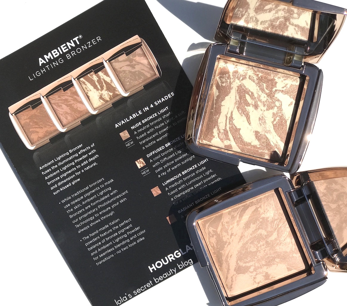 lola's secret beauty blog: NEW HOURGLASS Ambient Lighting Bronzer in Bronze Light and Nude Bronze Light | Swatches Review #Hourglass