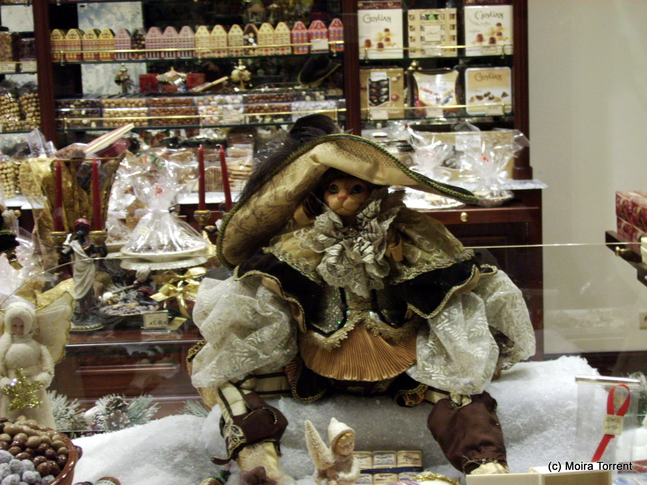Brussels Christmas Cat chocolaterie Gato con botas