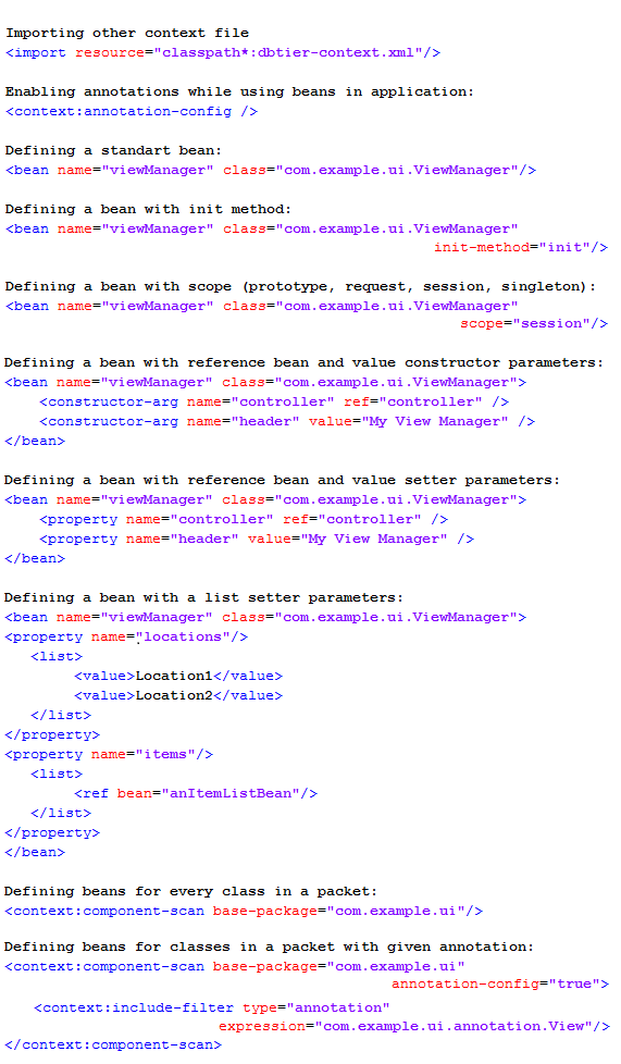 CodeBalance: A Quick Reference to the Spring 3 DI Bean Configuration