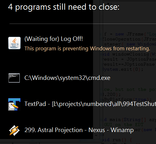 Slow shut down caused by Programs