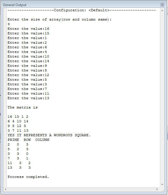 Programming : Wondrous Square..