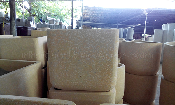 Chậu xi măng đá mài vuông - 3