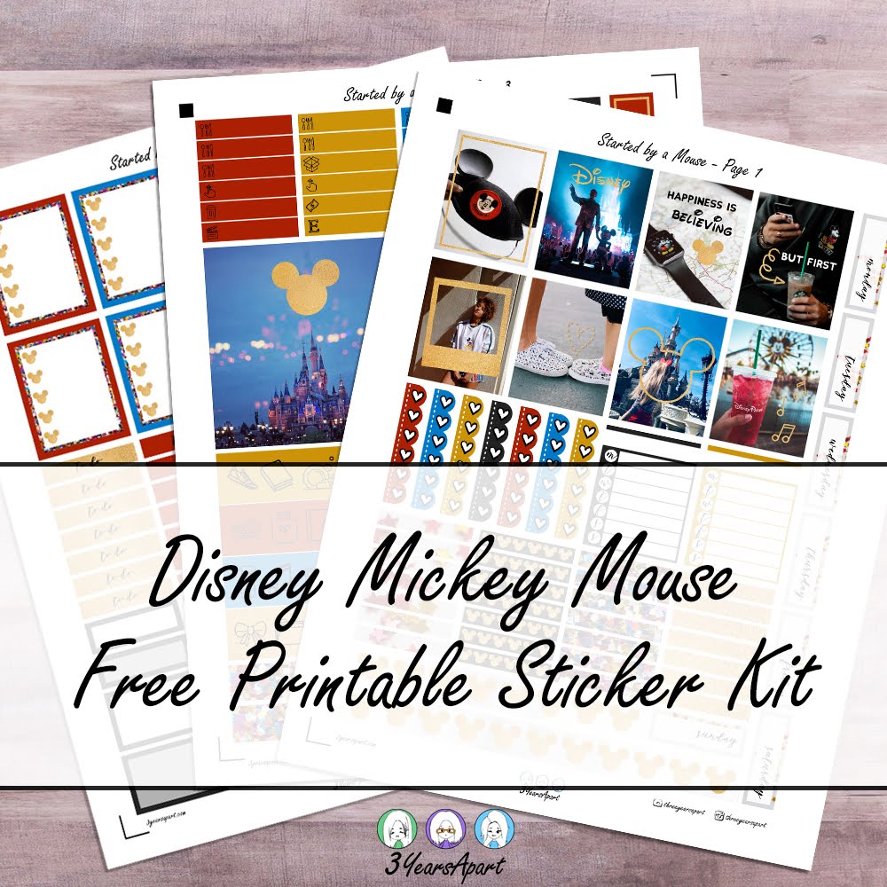 Disney Mickey Mouse Planner Sticker Kit, Free Planner Printable Download