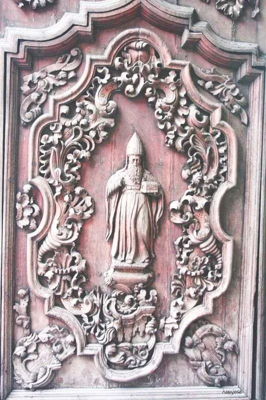 Intricately-designed door of San Agustin Church
