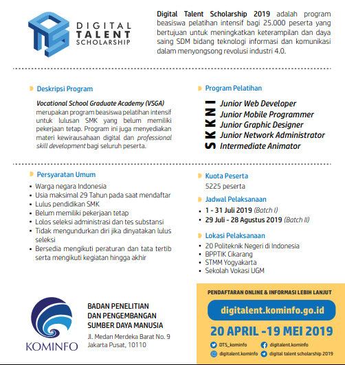 Pendaftaran Beasiswa Digital Talent Scholarship 2019 Tersedia Program Untuk Guru Lulusan Smk Dan Masyarakat Umum Pendidikan Kewarganegaraan Pendidikan Kewarganegaraan