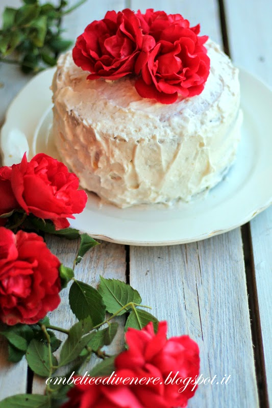 white coconut rose cake