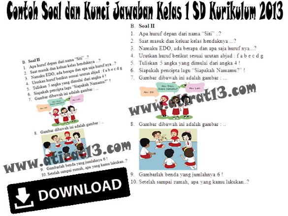 Contoh Soal Dan Kunci Balasan Kelas 1 Sd Kurikulum 2013
