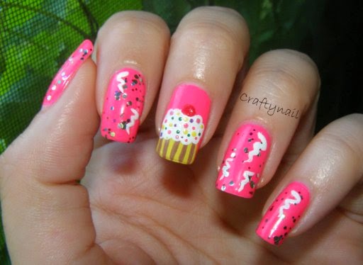 pink birthday nails art designs