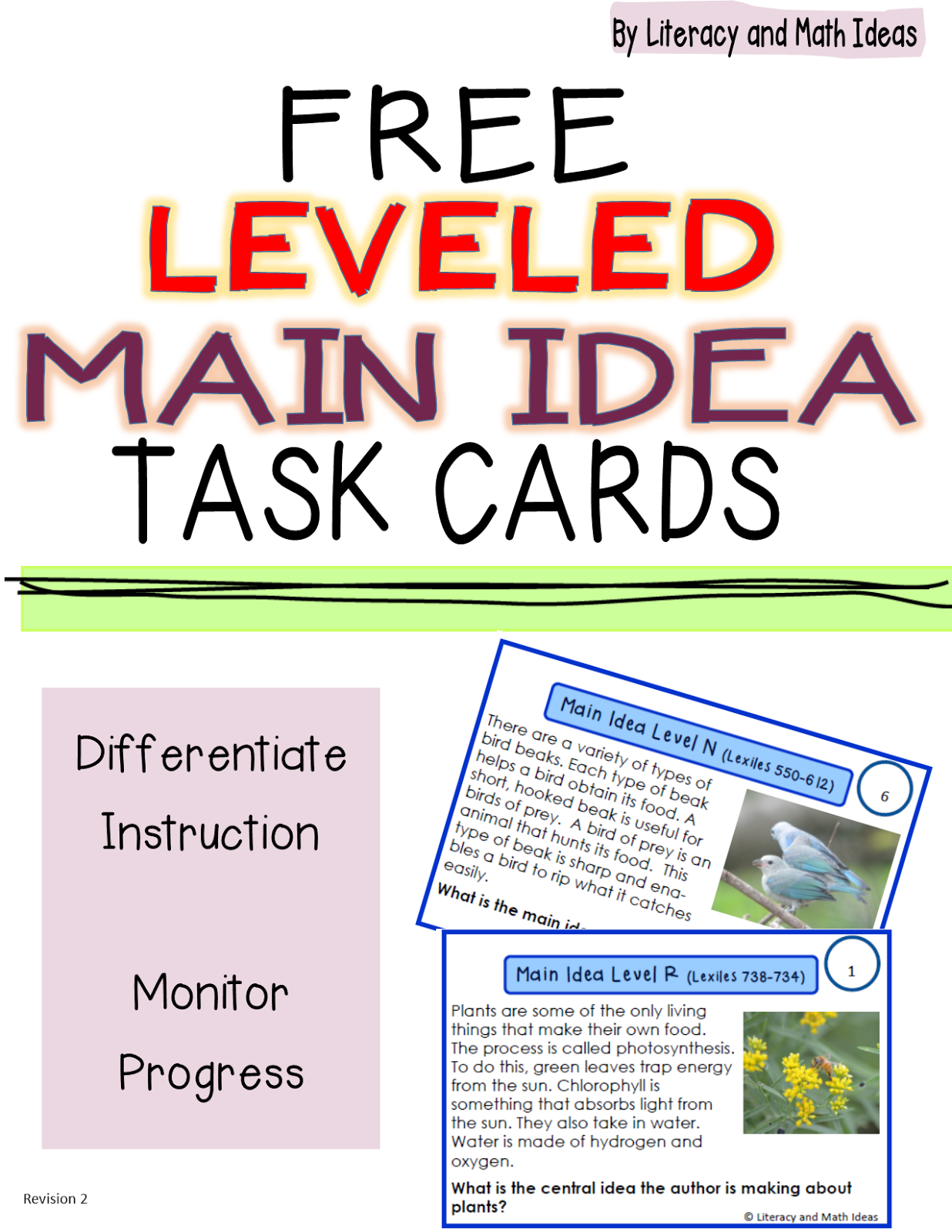 literacy-math-ideas-free-leveled-main-idea-task-cards