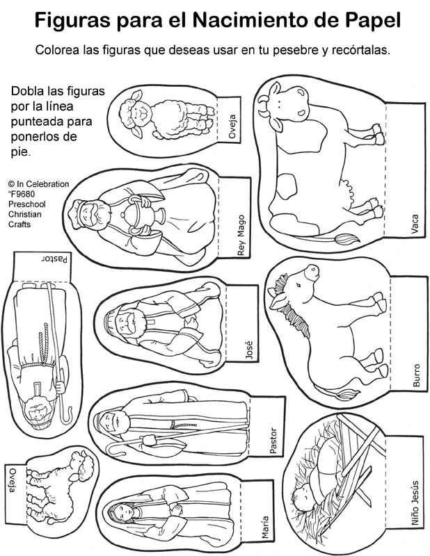 Bricolage de Noël crèches en papier à colorier ou découper