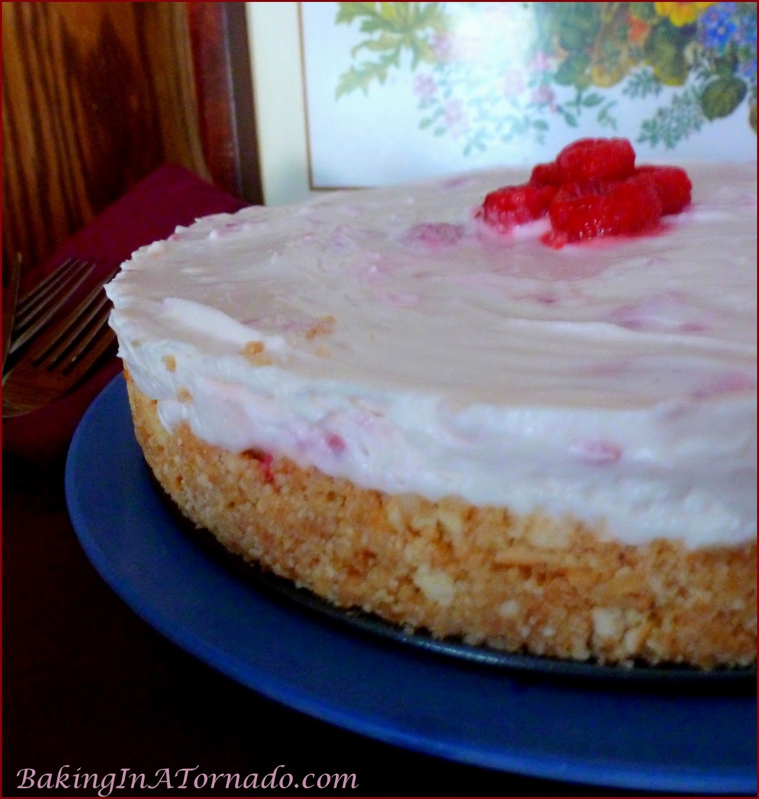 Baking in a Tornado White Chocolate Raspberry Refrigerator Cheesecake