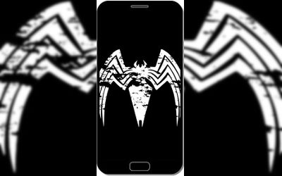 Venom Logo Noir et Blanc - Fond d'Écran en QHD pour Mobile