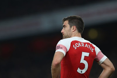 sokratis could get two game ban for yellow card
