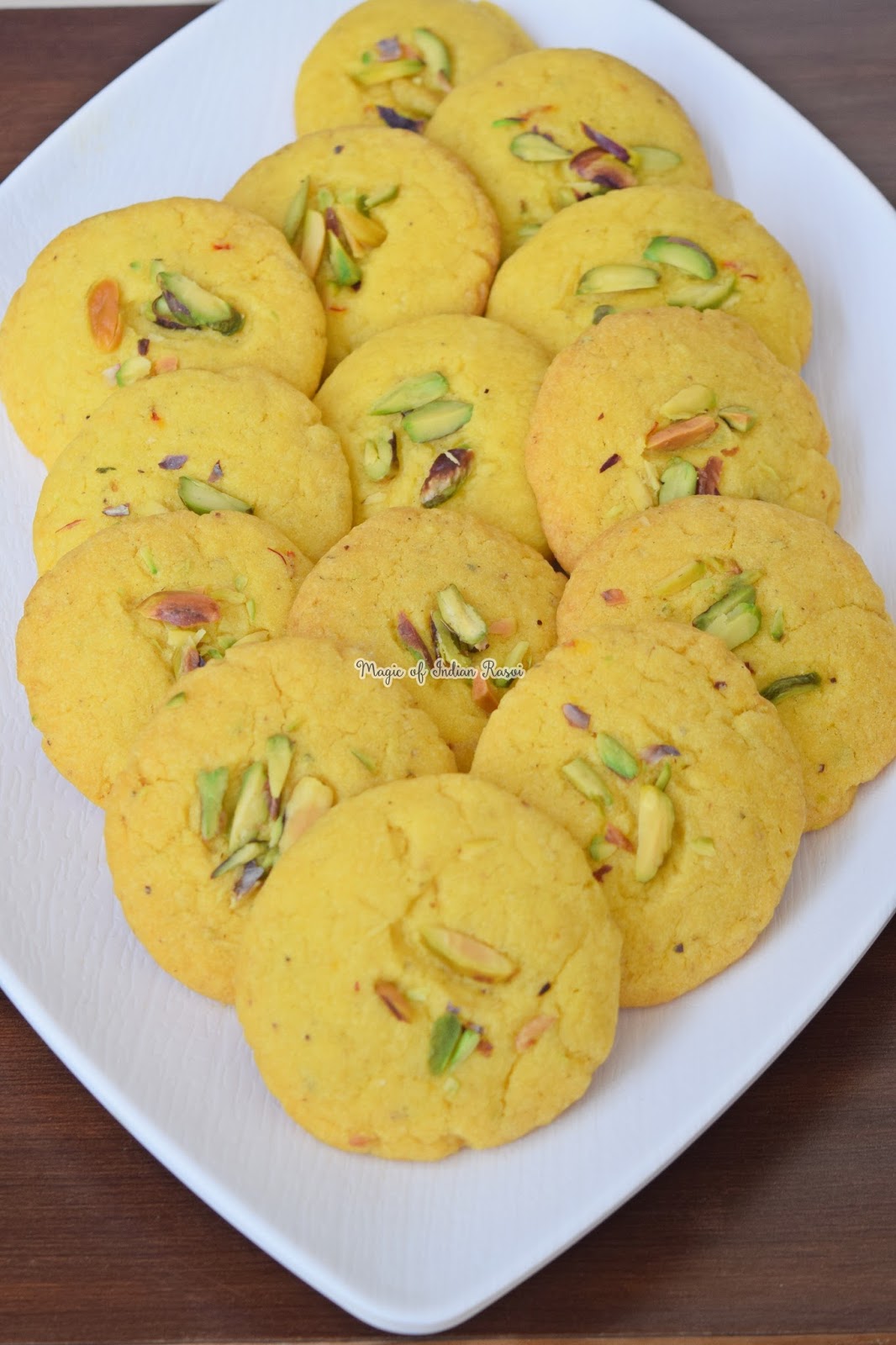 Kesar Pista Nankhatai in Kadai & in Oven Recipe - Bakery style Nan Khatai - Eggless Cookies -  केसर पिस्ता नानखटाई बिना ओवन - बेकरी स्टाइल नानकटाई - एगलेस कूकीज रेसिपी - Priya R - Magic of Indian Rasoi